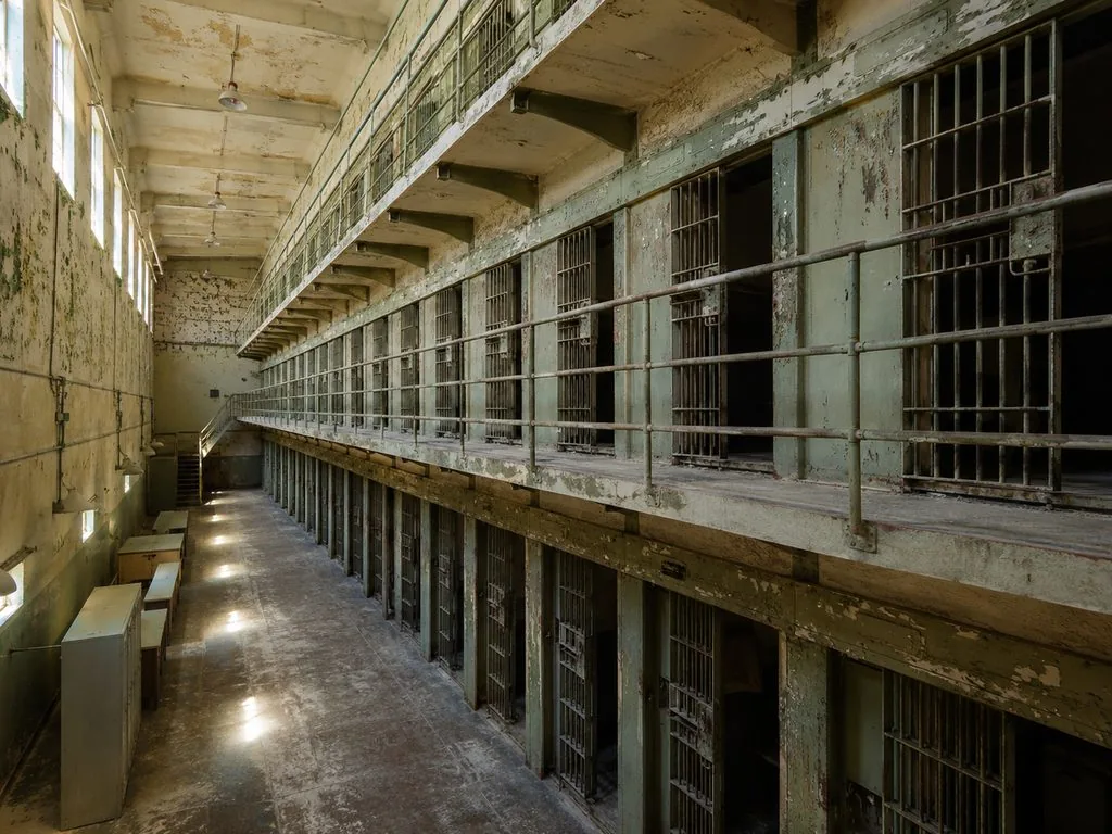 Cell rows inside the main cellhouse on Alcatraz Island