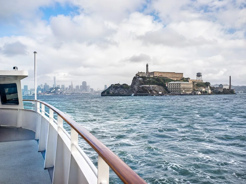 Alcatraz City Cruises ferry crossing the bay from Pier 33